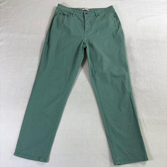 Womens Straight Leg Pants Croft Barrow Tag 12 Fits 31X29 Green Stretch Casual