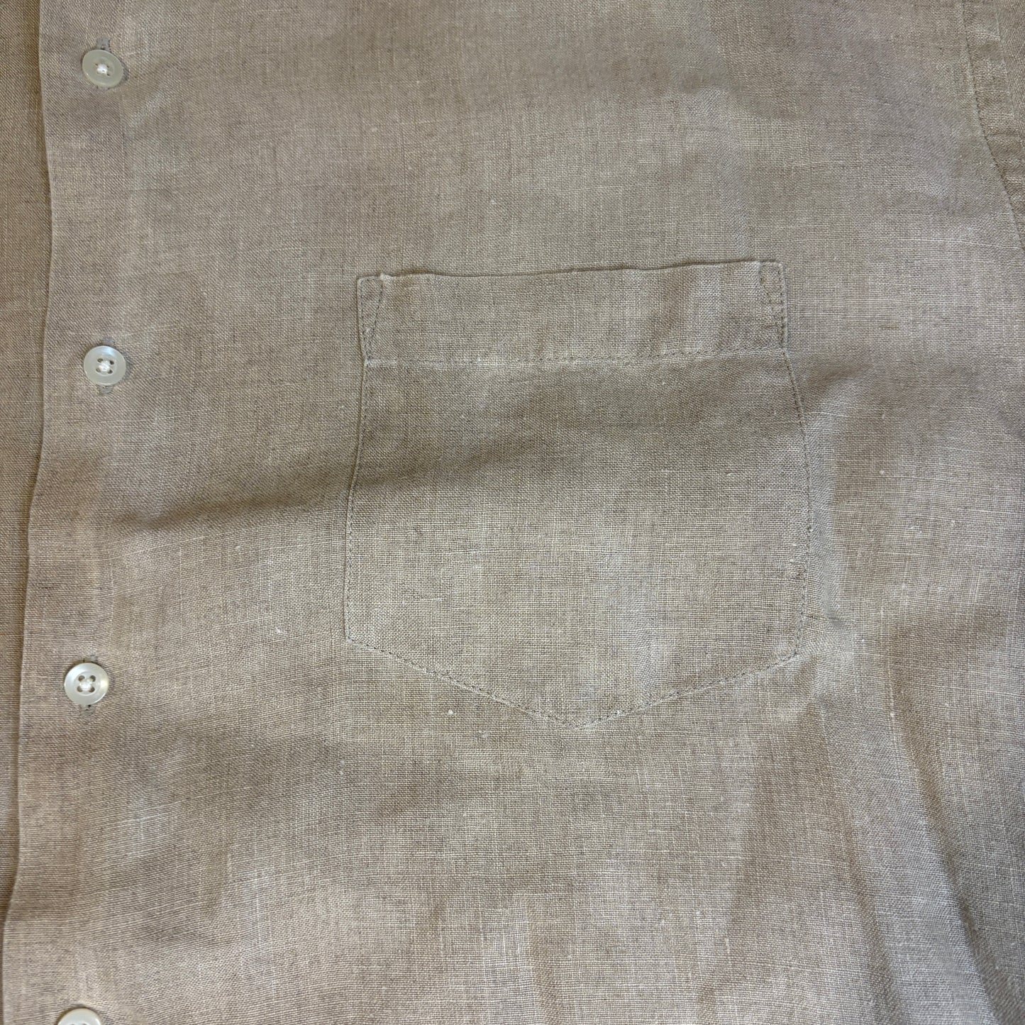 John Ashford 100% Linen Short Sleeve Button Shirt XXL Tall Beige Casual Summer