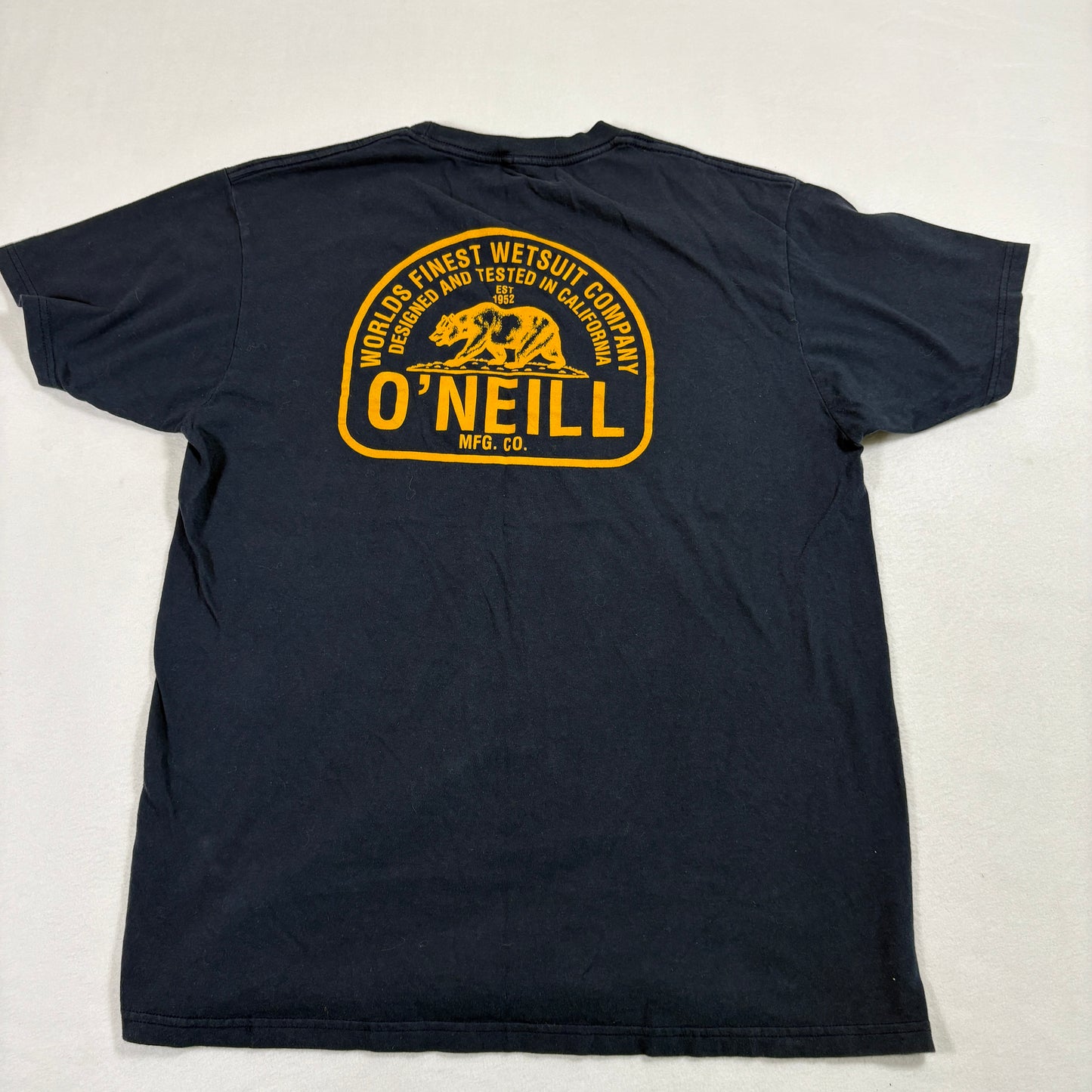 ONeill Mens T Shirt Large Navy Blue Graphic Tee Surf California Bear Logo Vintage