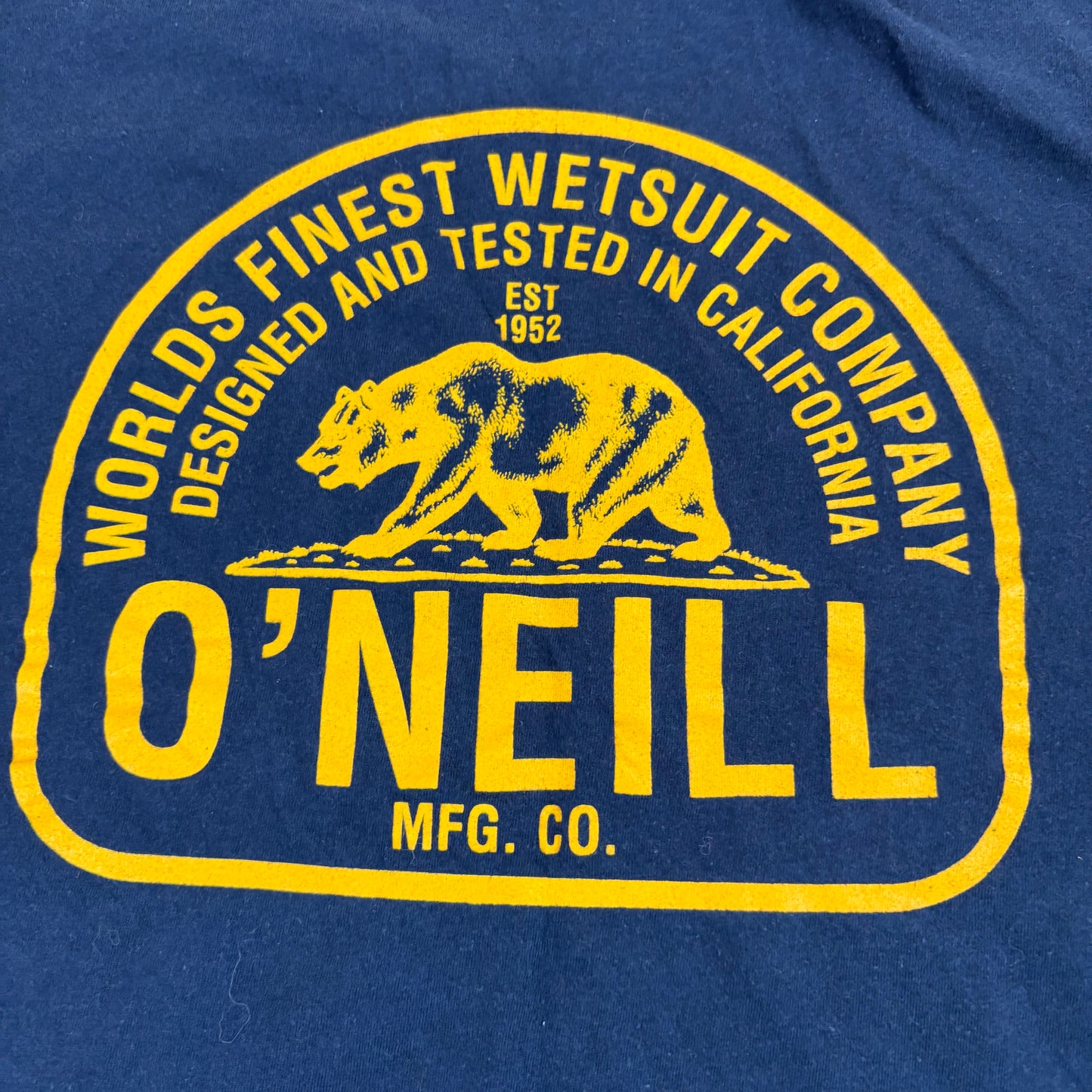 ONeill Mens T Shirt Large Navy Blue Graphic Tee Surf California Bear Logo Vintage
