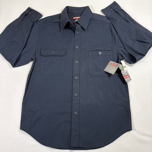 Craftsman Mens Work Shirt Medium Navy Blue Button Up Teflon Stain Resistant NWT