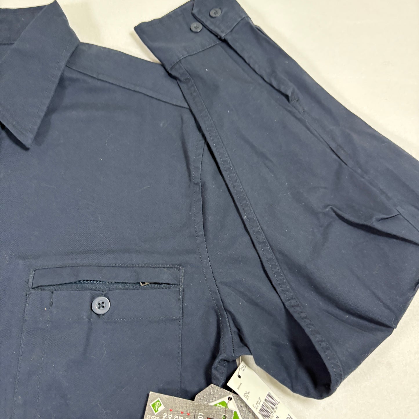 Craftsman Mens Work Shirt Medium Navy Blue Button Up Teflon Stain Resistant NWT