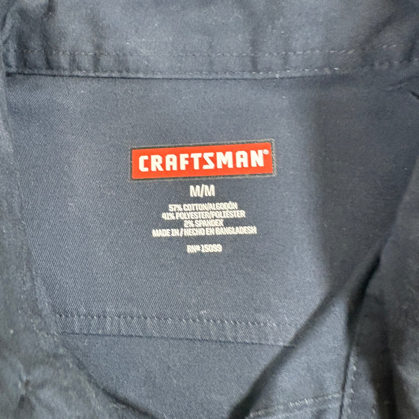Craftsman Mens Work Shirt Medium Navy Blue Button Up Teflon Stain Resistant NWT