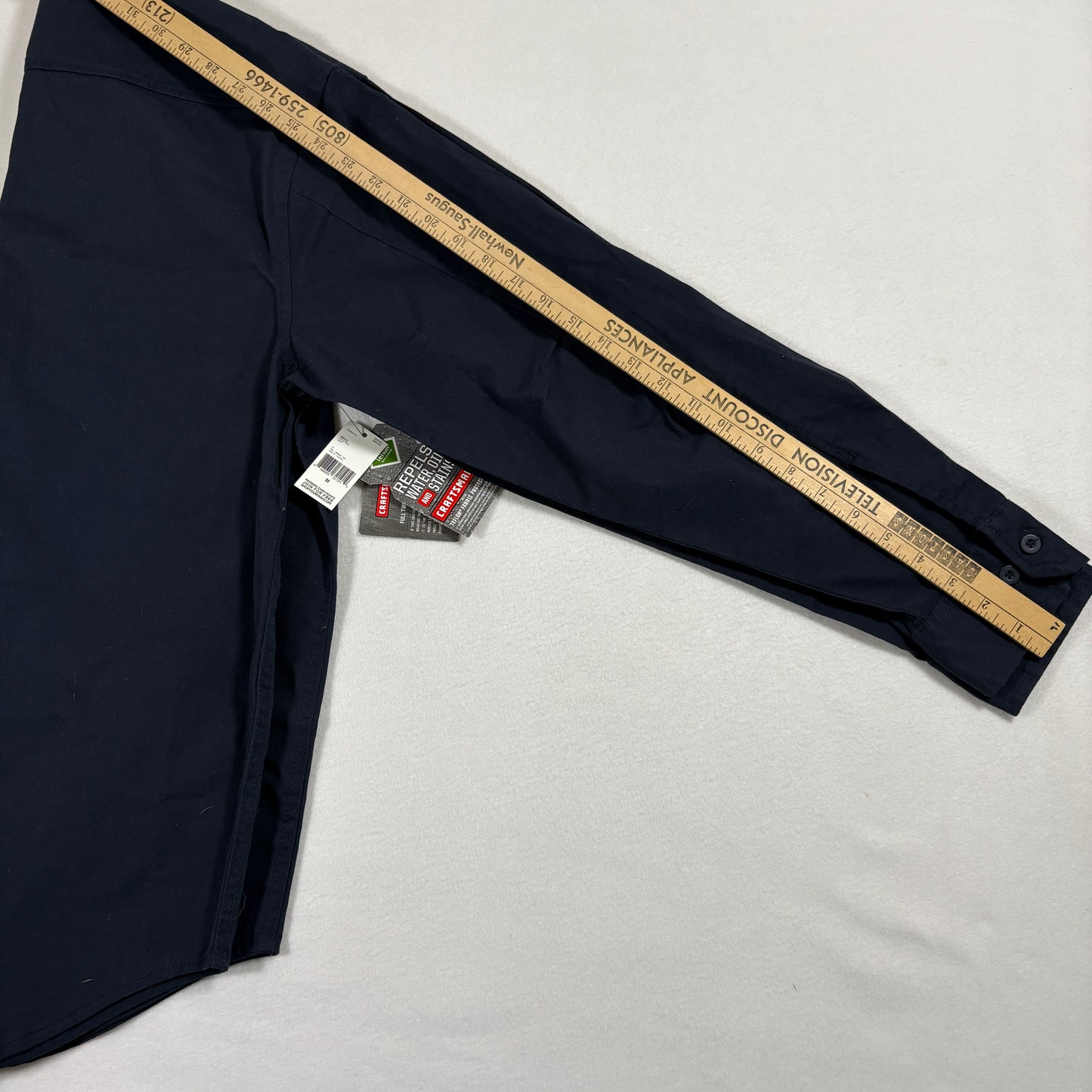 Craftsman Mens Work Shirt Medium Navy Blue Button Up Teflon Stain Resistant NWT