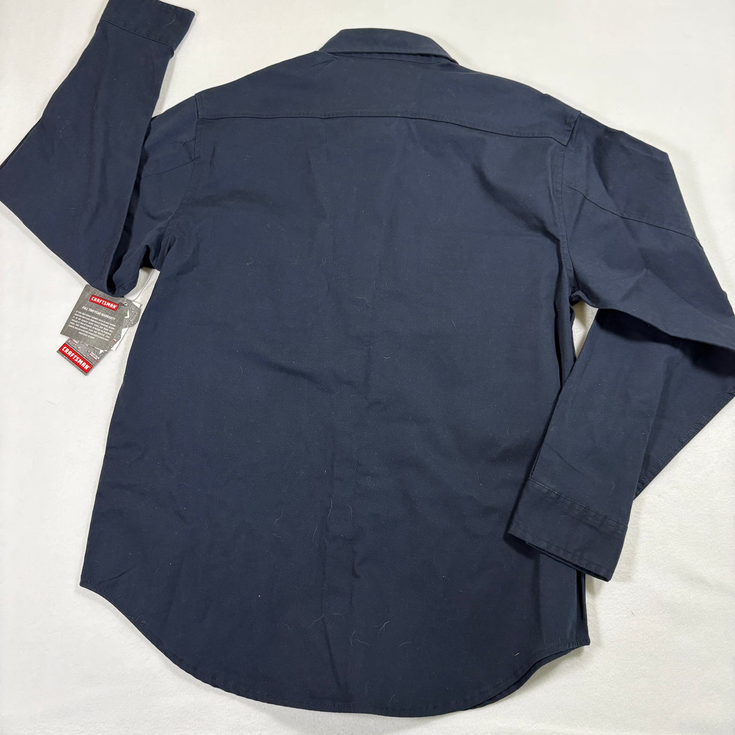 Craftsman Mens Work Shirt Medium Navy Blue Button Up Teflon Stain Resistant NWT