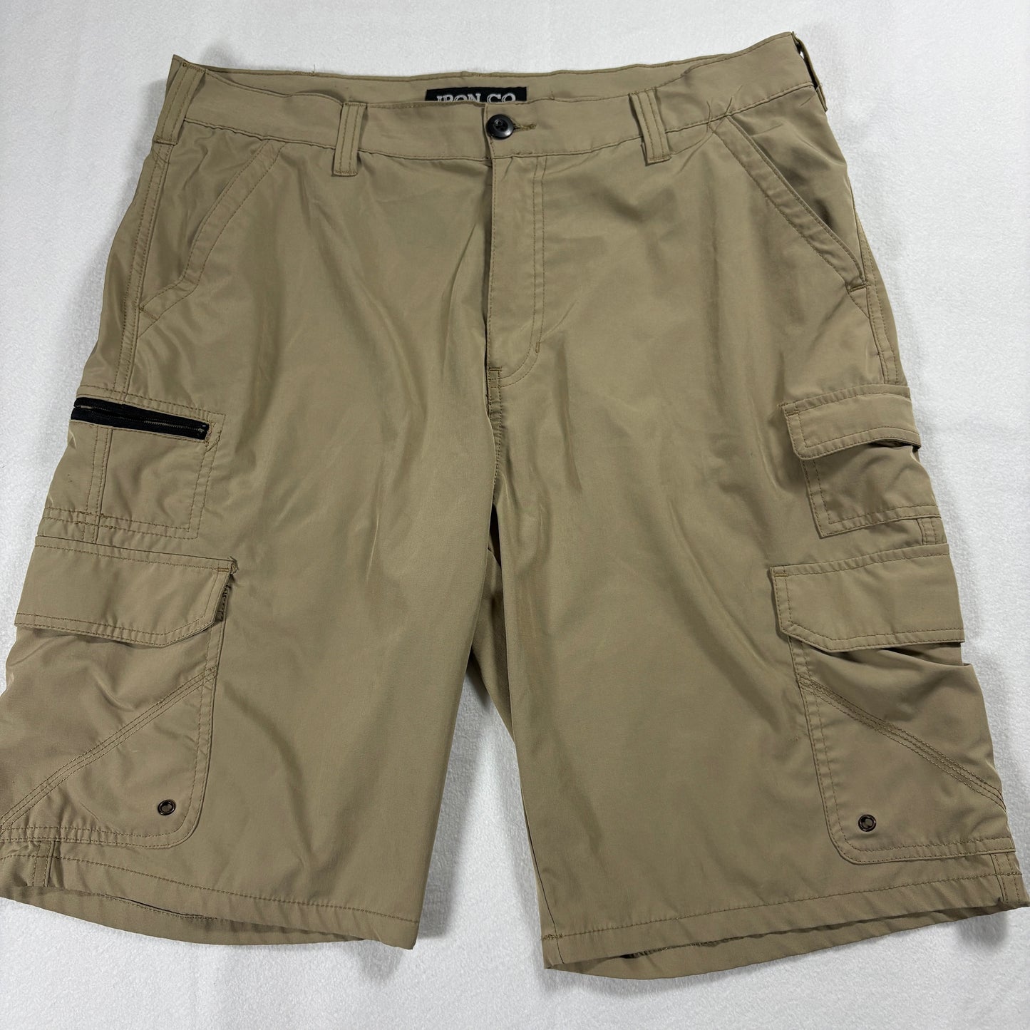 Iron Co Cargo Shorts Mens Size 34 Khaki Utility Tactical Streetwear Style Fit X