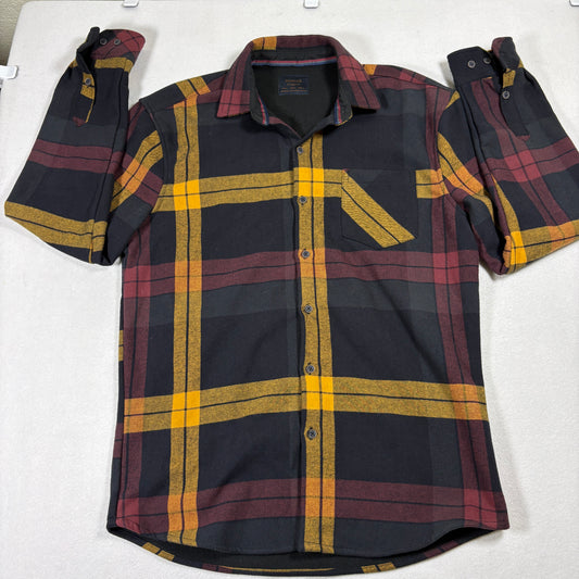 Nomad Flannel Shirt Mens Large Black Red Yellow Plaid Casual Streetwear