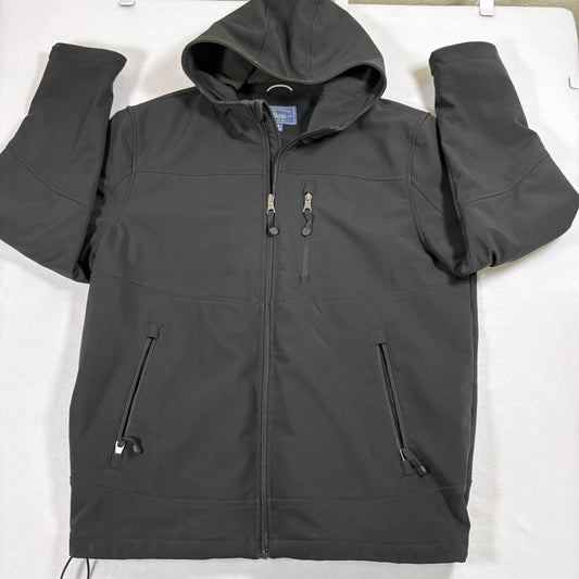 GH Bass Mens Softshell Jacket XL Black Hooded Zip Up Windbreaker Outdoor Hiking