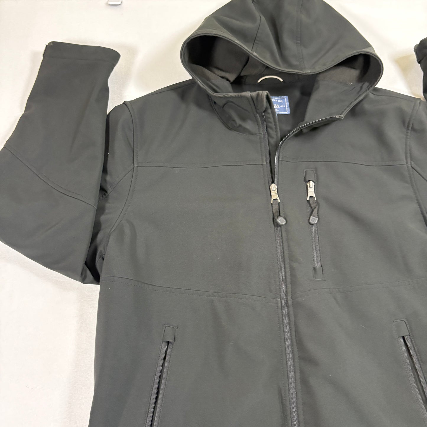 GH Bass Mens Softshell Jacket XL Black Hooded Zip Up Windbreaker Outdoor Hiking