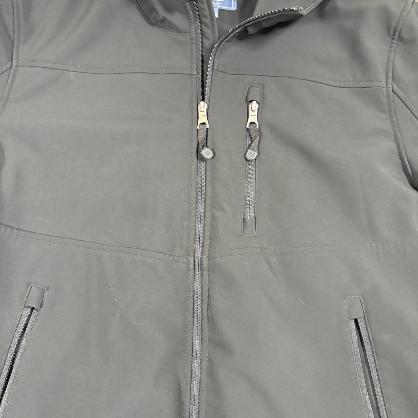 GH Bass Mens Softshell Jacket XL Black Hooded Zip Up Windbreaker Outdoor Hiking