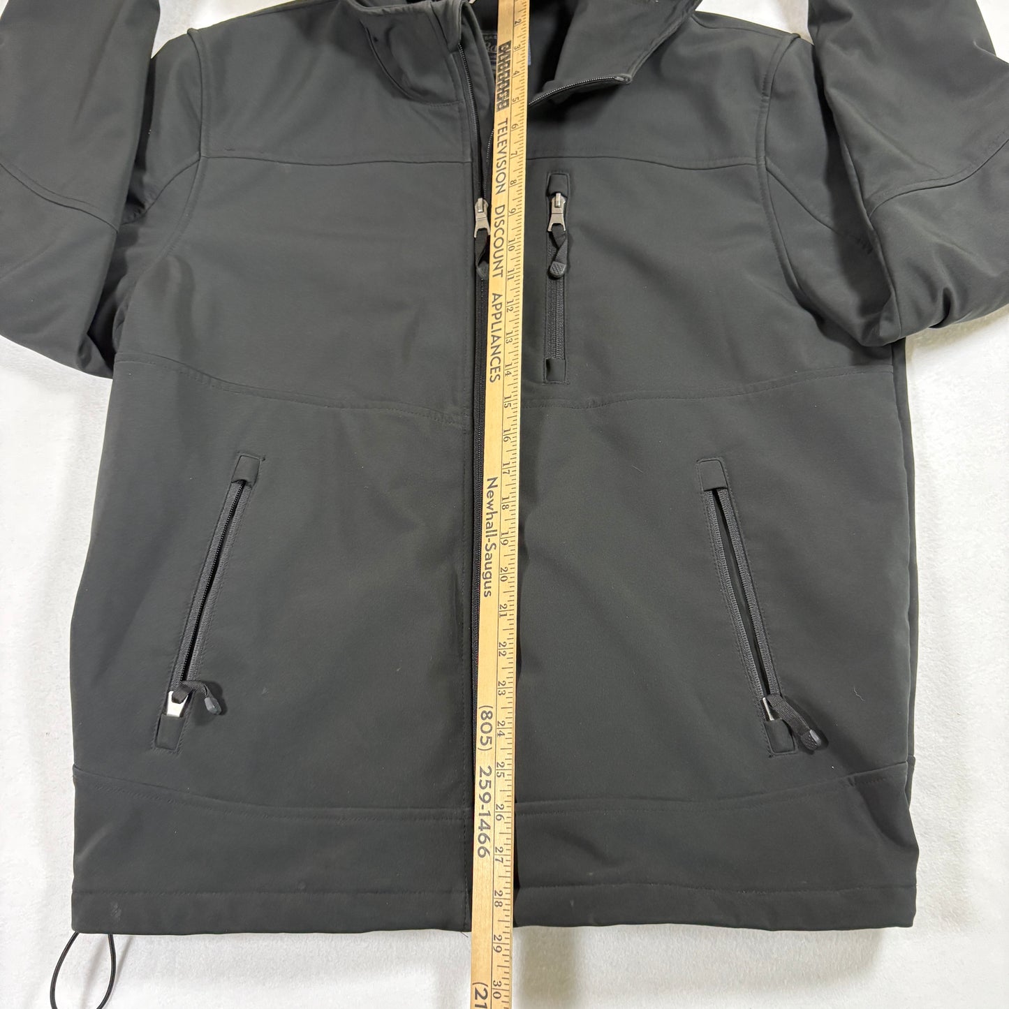 GH Bass Mens Softshell Jacket XL Black Hooded Zip Up Windbreaker Outdoor Hiking