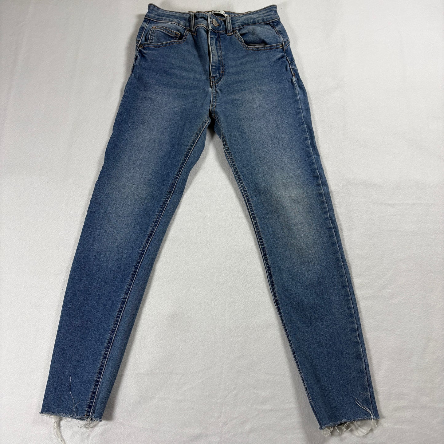 Pull&Bear Jeans Womens Size 6 Blue High Rise Skinny Raw Hem Y2K Fit Denim Retro