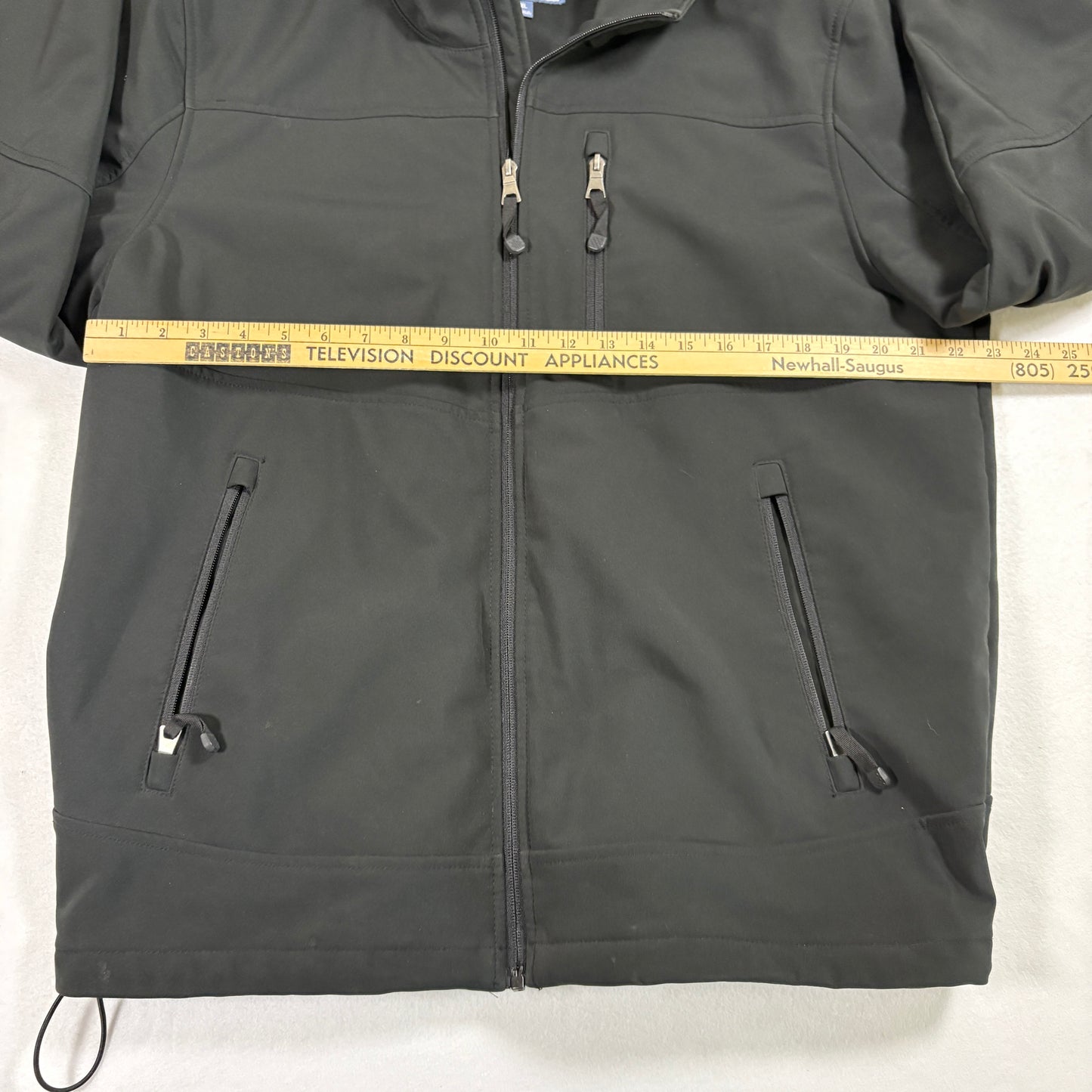 GH Bass Mens Softshell Jacket XL Black Hooded Zip Up Windbreaker Outdoor Hiking