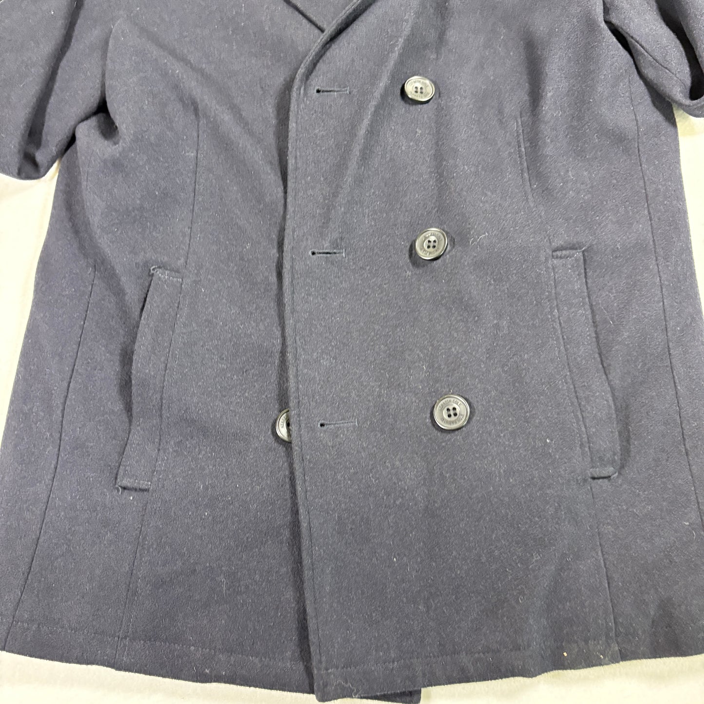 Kenneth Cole Mens Peacoat Medium Black Wool Blend Double Breasted Winter Jacket