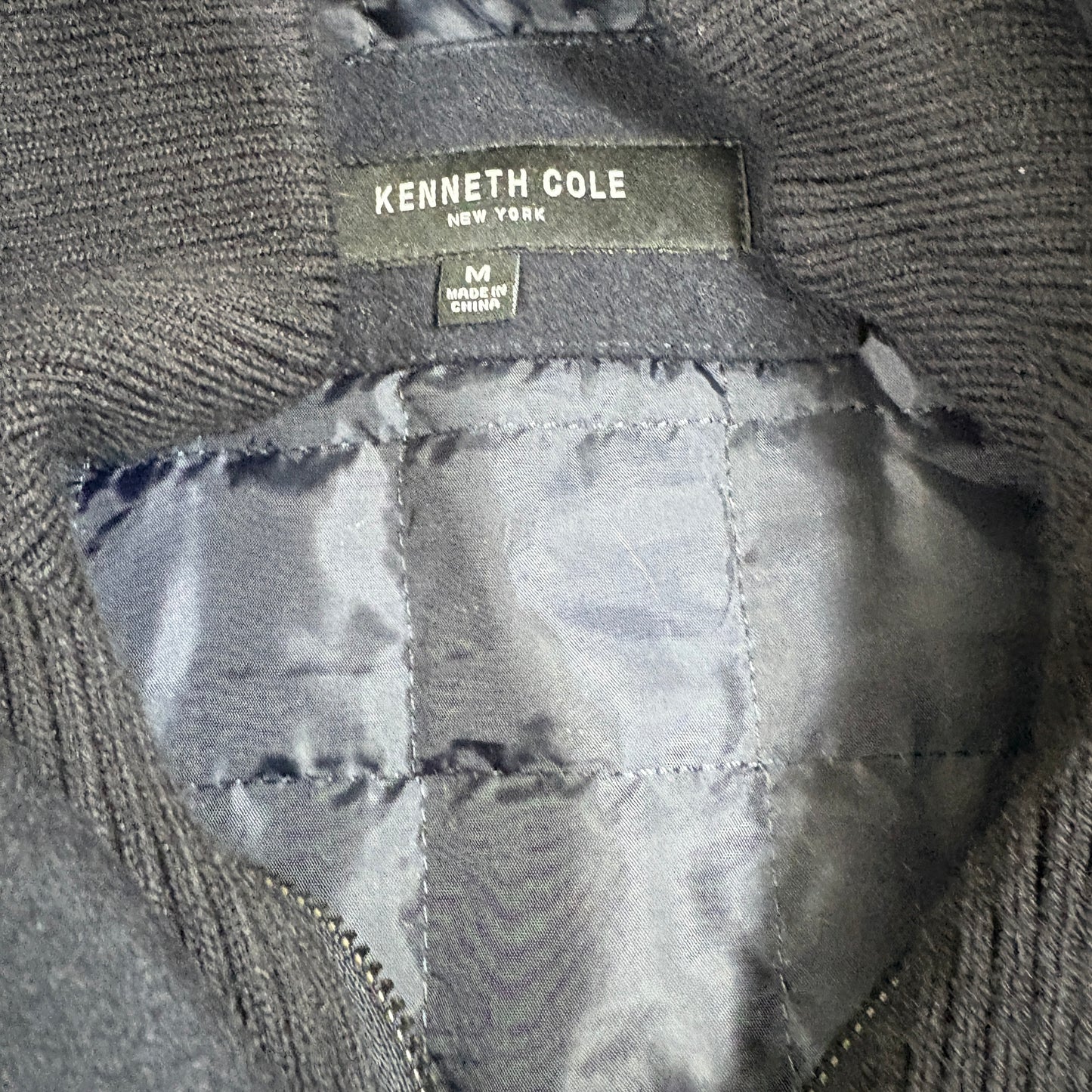 Kenneth Cole Mens Peacoat Medium Black Wool Blend Double Breasted Winter Jacket