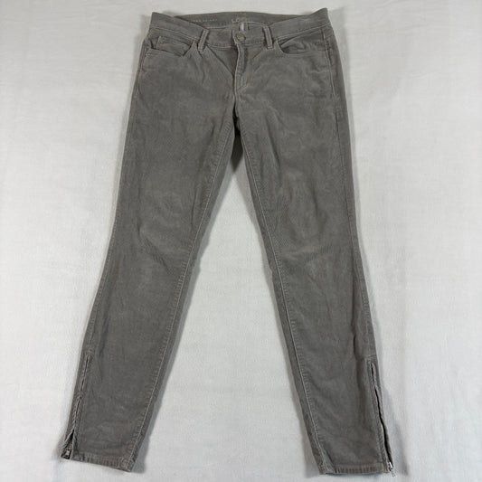 Ann Taylor LOFT Modern Skinny Ankle 27/4 Gray Corduroy Zip Hem Pants Stretch