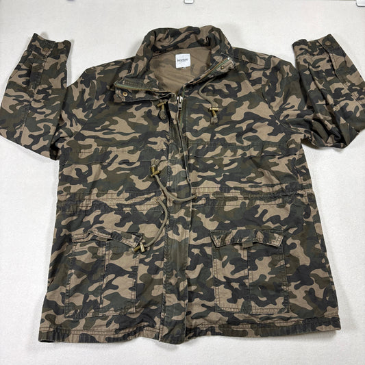 Kensie Jeans Camo Jacket Womens Medium Green Army Utility Zip Cargo Pockets