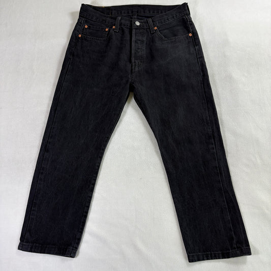 Black Straight Leg Jeans Levi's 32x30 Fits Like 31X24 Dark Wash Denim Button Fly