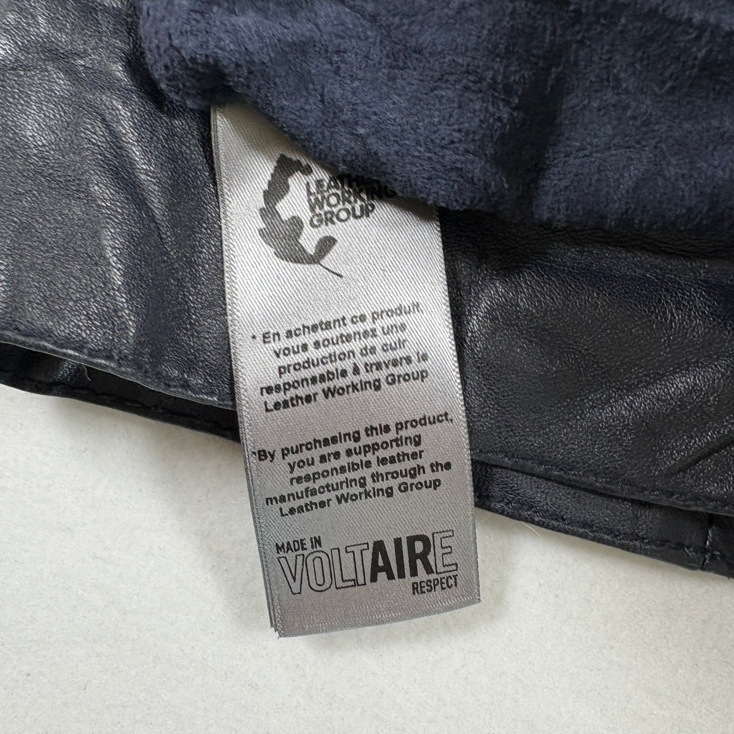 Zadig Voltaire Mens Leather Jacket Large Black Crinkle Moto Biker Y2K Rock Paris