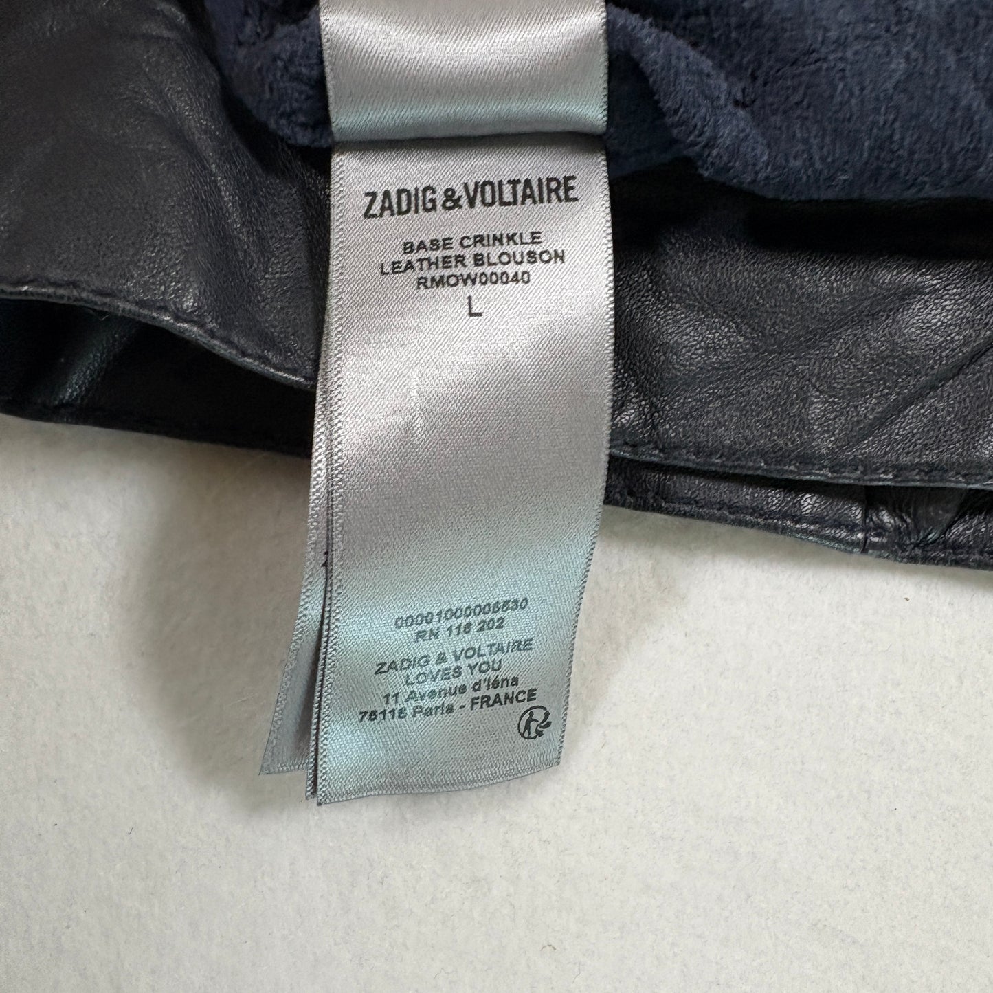 Zadig Voltaire Mens Leather Jacket Large Black Crinkle Moto Biker Y2K Rock Paris