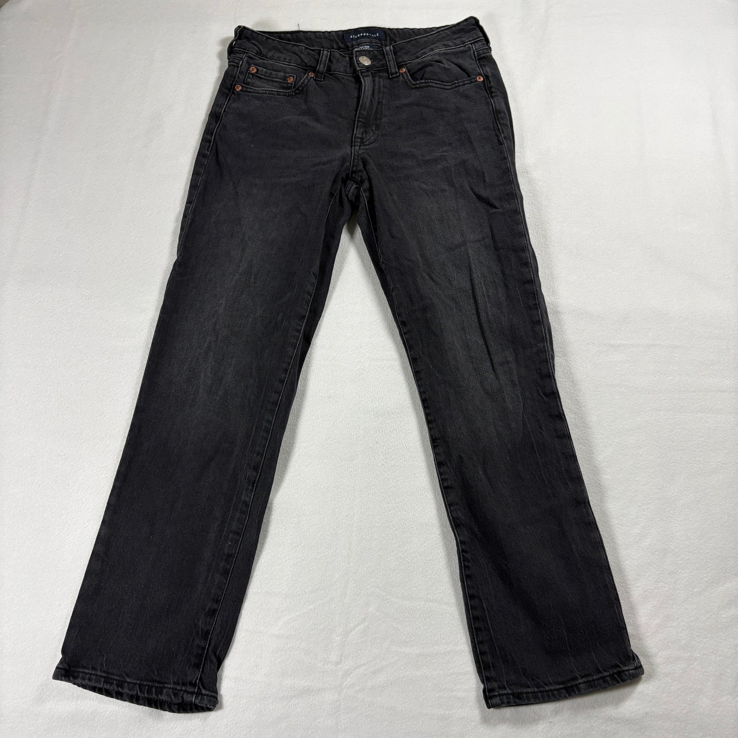 Aeropostale Jeans Womens Size 4 Black Mid Rise Ankle Straight Stretch Denim FitX