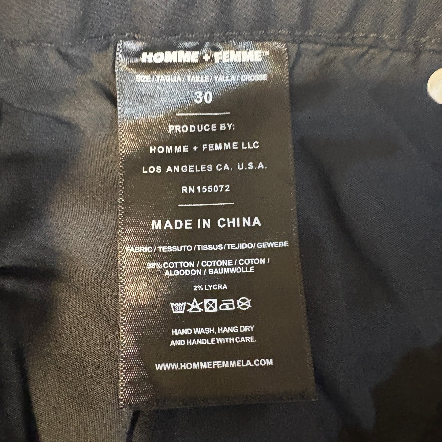 Homme + Femme Denim Wear Jeans Black Green Stripe Logo Size 30 Cotton Lycra