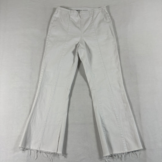INC Denim Pull On Flare Jeans Womens 4/27 White Raw Hem Stretch Boho