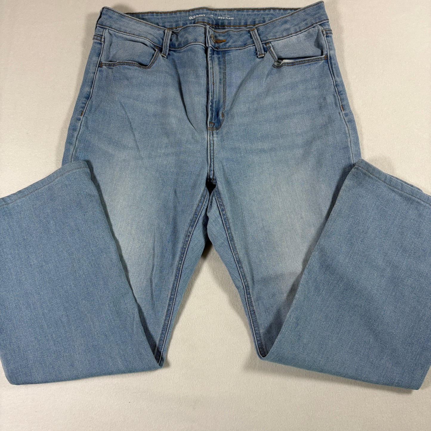 Old Navy Womens Jeans 14 High Rise Wow Flare Baggy Y2K Light Wash Distressed