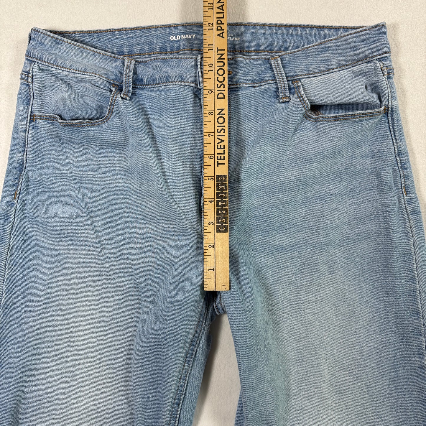 Old Navy Womens Jeans 14 High Rise Wow Flare Baggy Y2K Light Wash Distressed