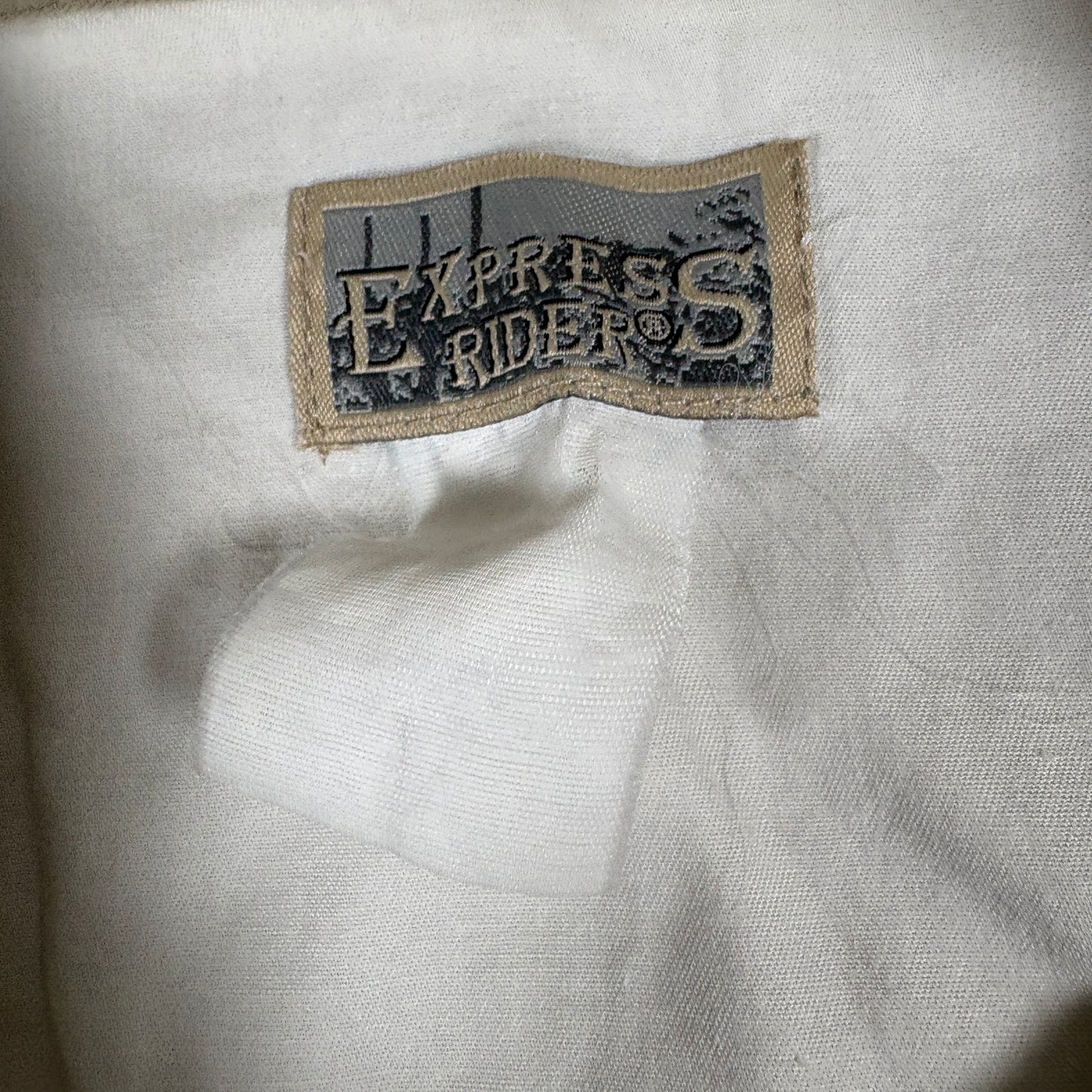 Express Rider Western Shirt Mens L Beige White Two Tone Snap Button Cowboy