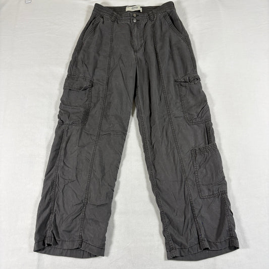 Hollister High Rise Baggy Cargo Pants Womens M Gray Y2K Wide Leg Skater