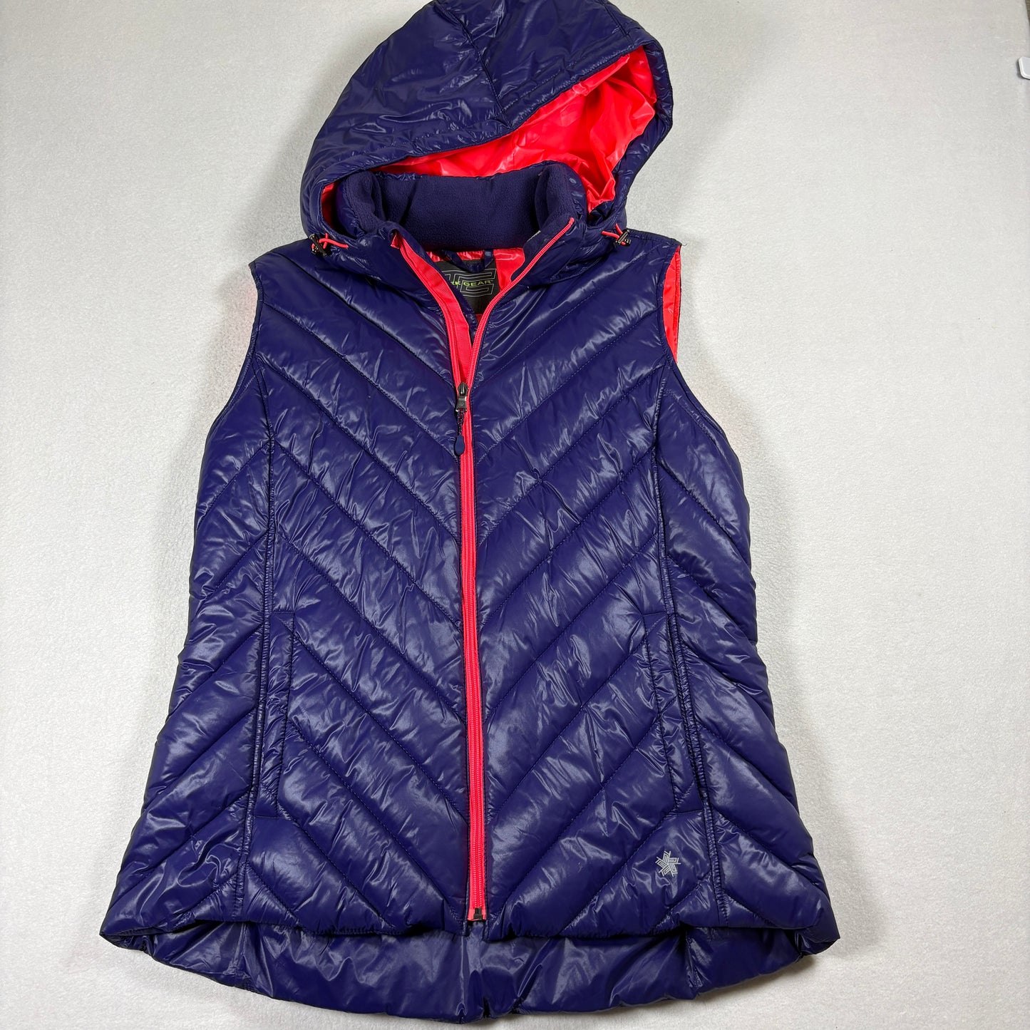 Tek Gear Puffer Vest Womens L Purple Red Hooded Quilted Lightweight NWT