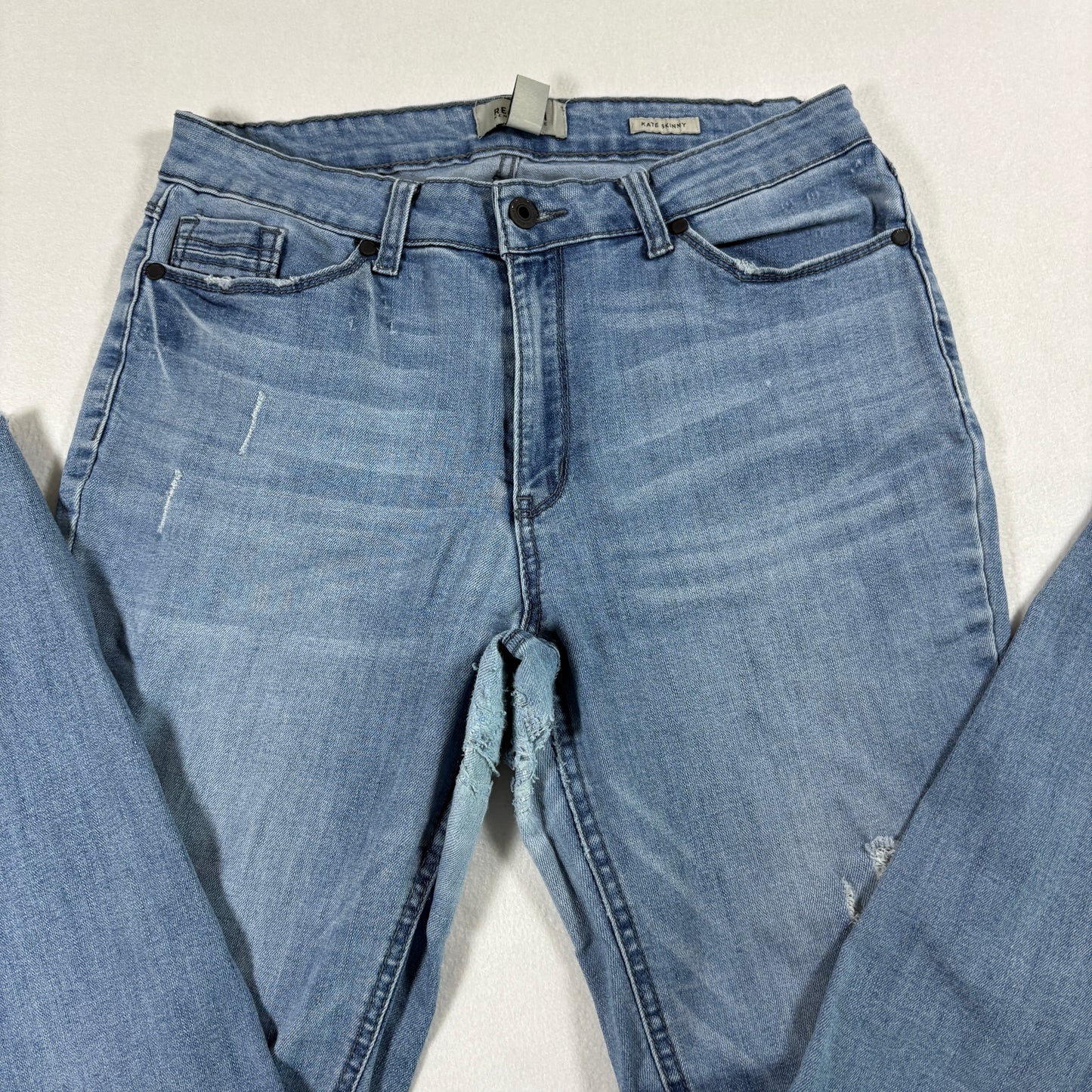 Kenneth Cole Reaction Womens Jeans 10 Kate Skinny Light Wash Y2K Distressed