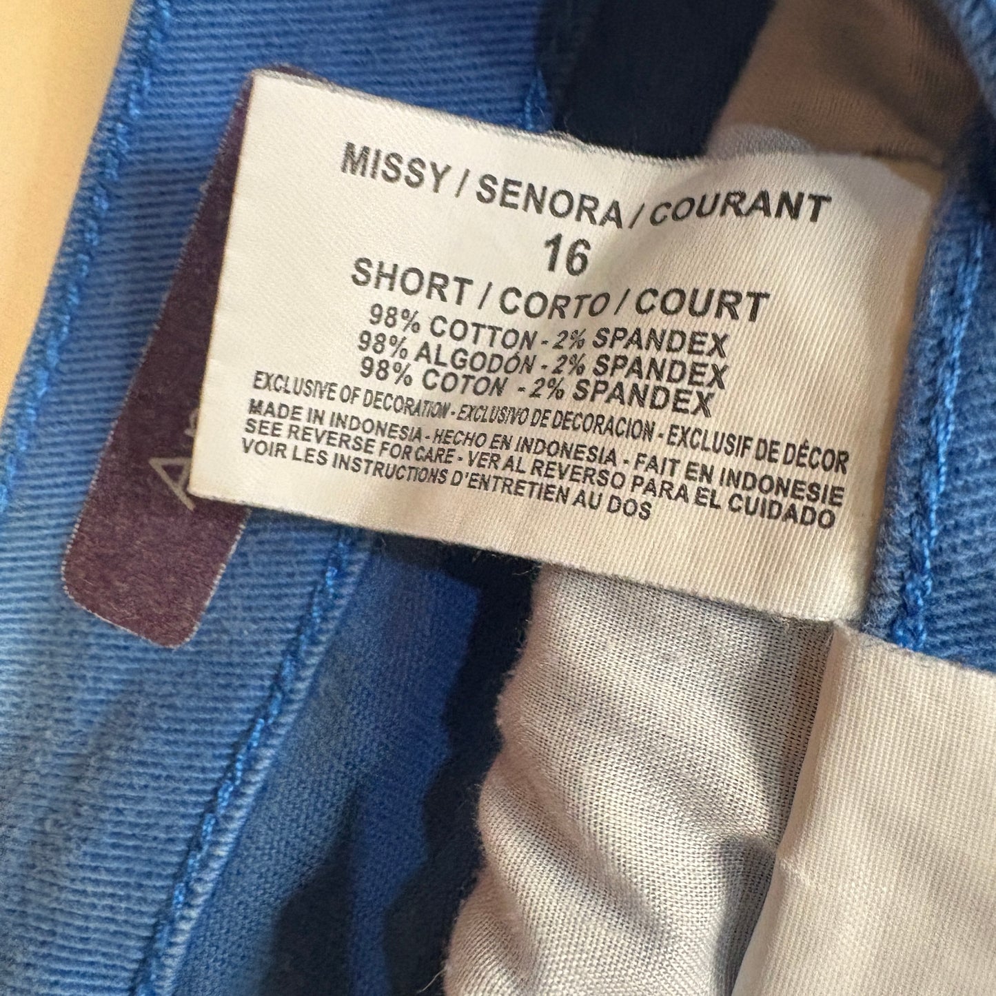 Gloria Vanderbilt Amanda Baggy Pants Women’s 16 Short Blue Cotton Stretch