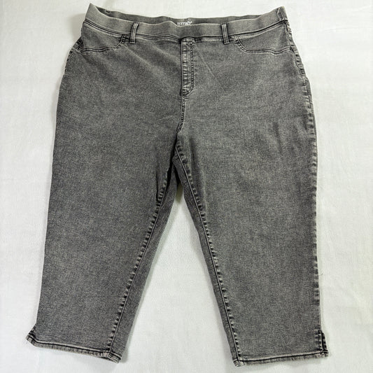 Gray Stretch Denim Capris Cropped Jeans Terra Sky 3X Fits Like 46X22 Plus Size
