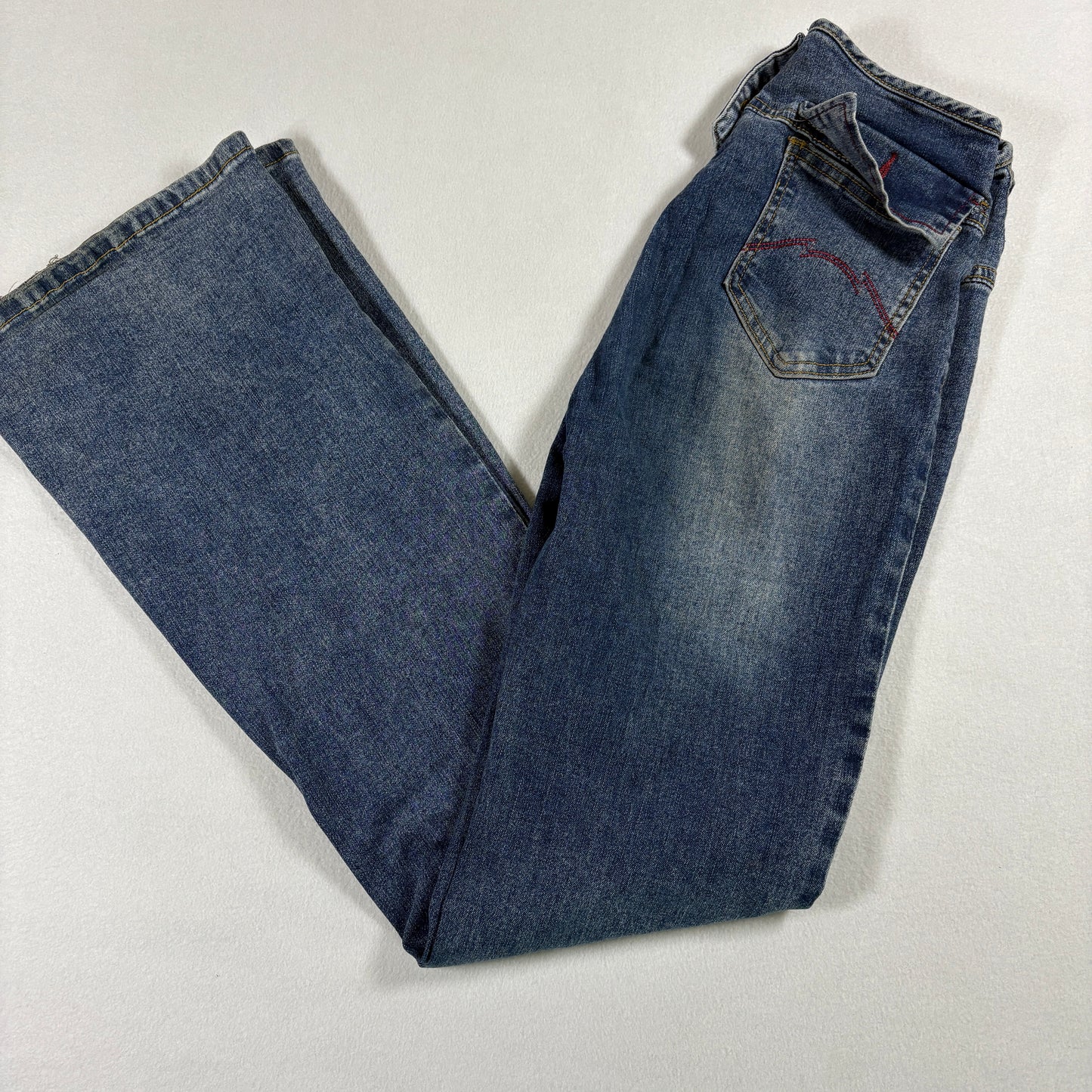 Shein Womens Jeans XS High Rise Flare Retro Y2K Dark Wash Button Fly