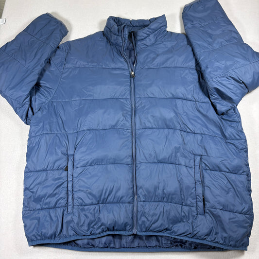SwissTech Puffer Jacket Mens 3XL Blue Full Zip Lightweight Warm Coat