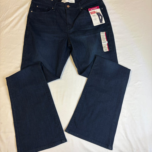 Signature Levi Strauss Baggy Bootcut Jeans 14L W32 L34 Dark Wash Stretch