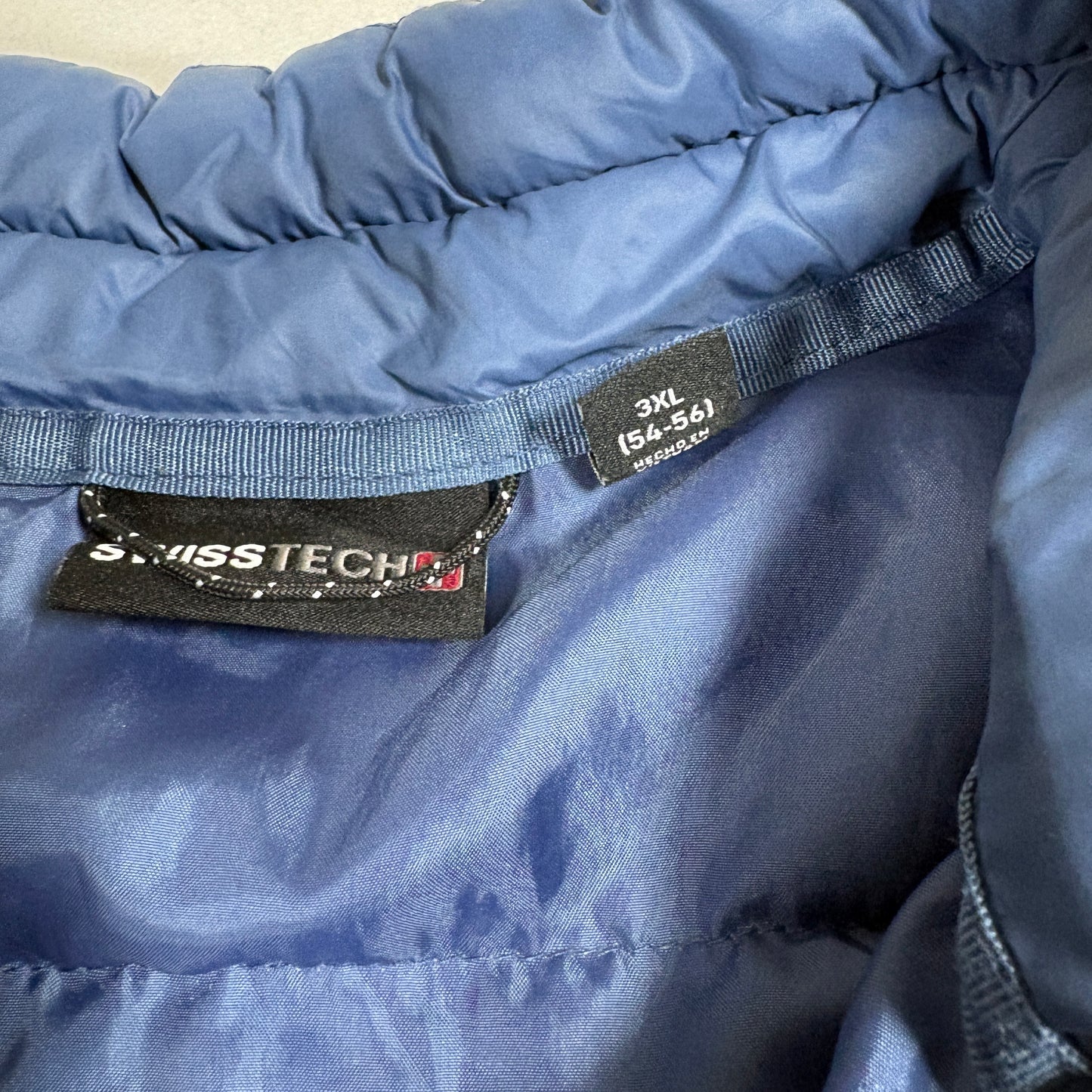 SwissTech Puffer Jacket Mens 3XL Blue Full Zip Lightweight Warm Coat