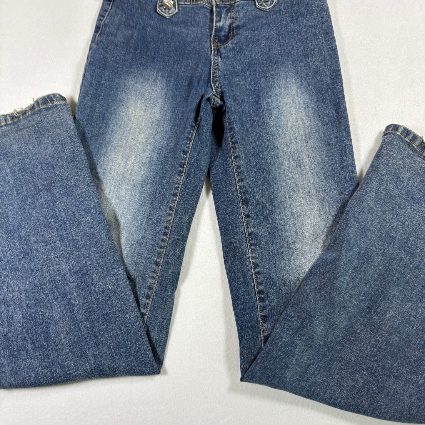 Shein Womens Jeans XS High Rise Flare Retro Y2K Dark Wash Button Fly