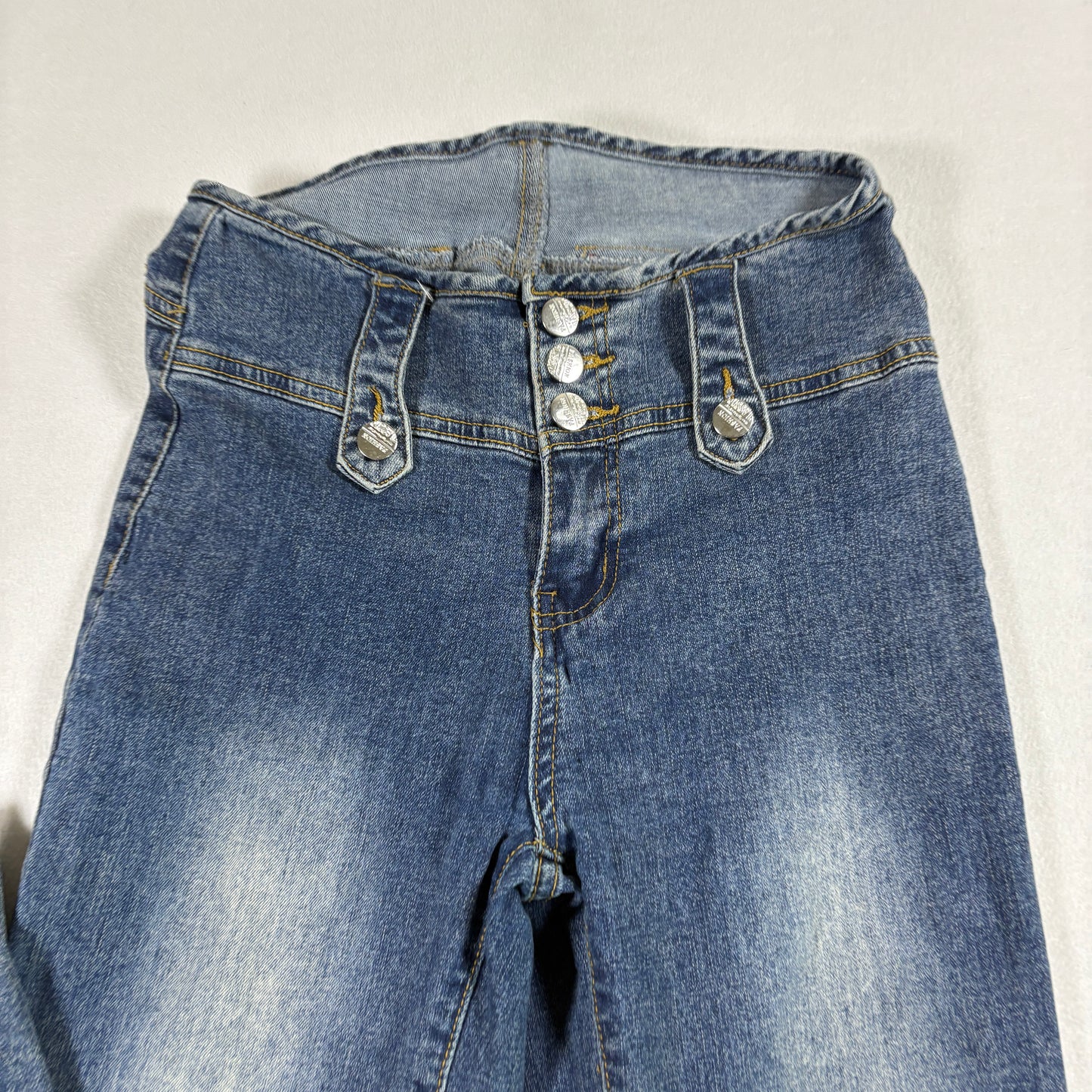 Shein Womens Jeans XS High Rise Flare Retro Y2K Dark Wash Button Fly