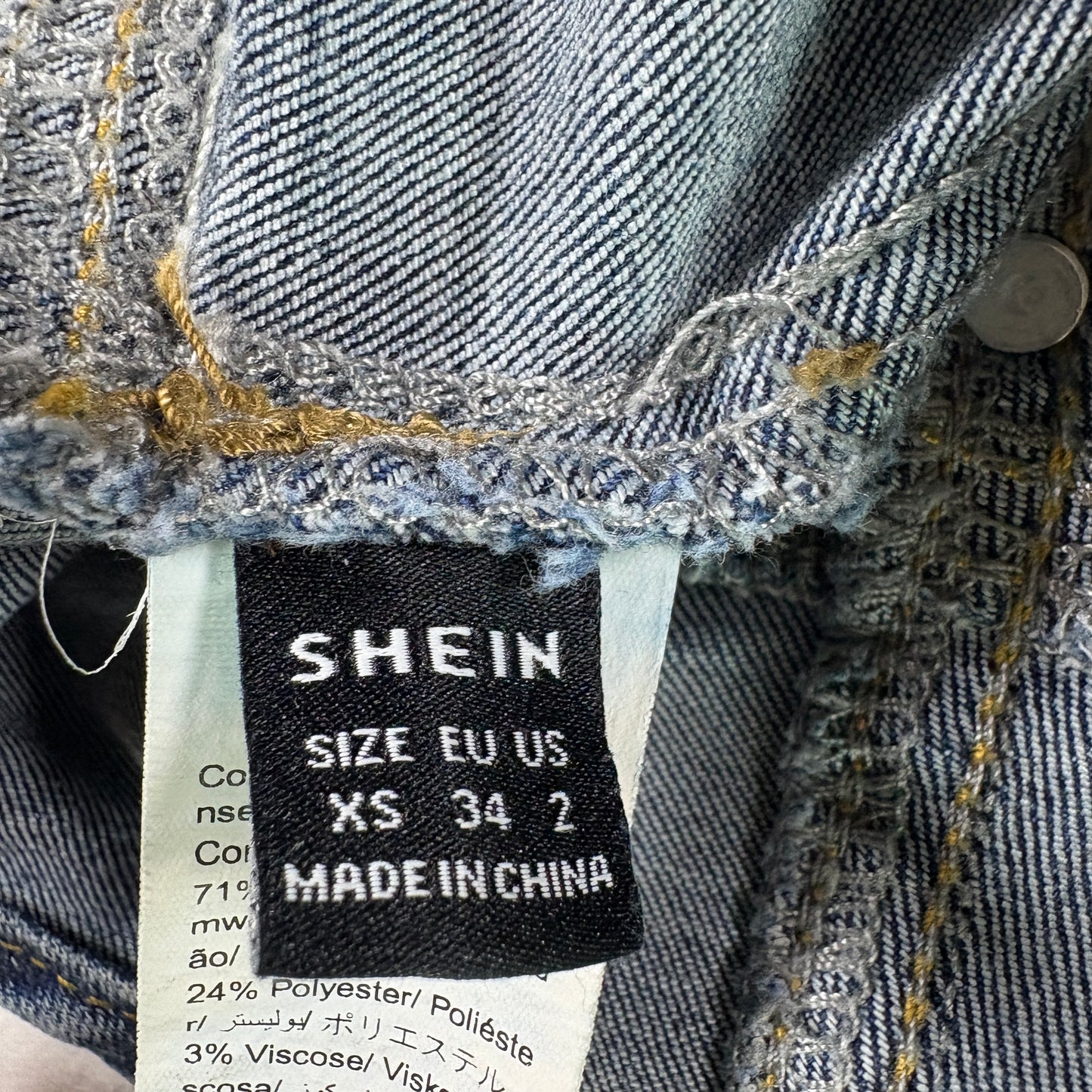 Shein Womens Jeans XS High Rise Flare Retro Y2K Dark Wash Button Fly