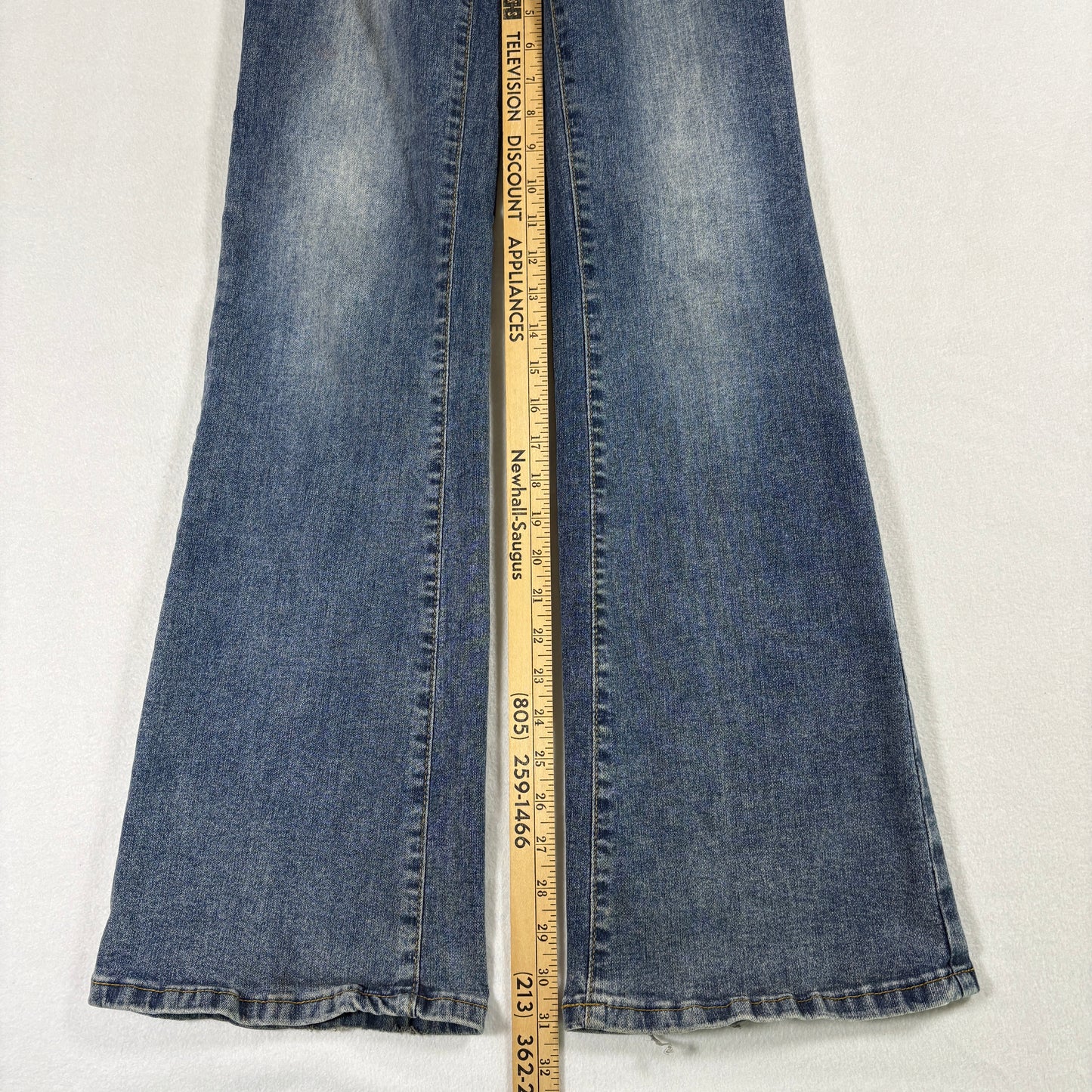 Shein Womens Jeans XS High Rise Flare Retro Y2K Dark Wash Button Fly