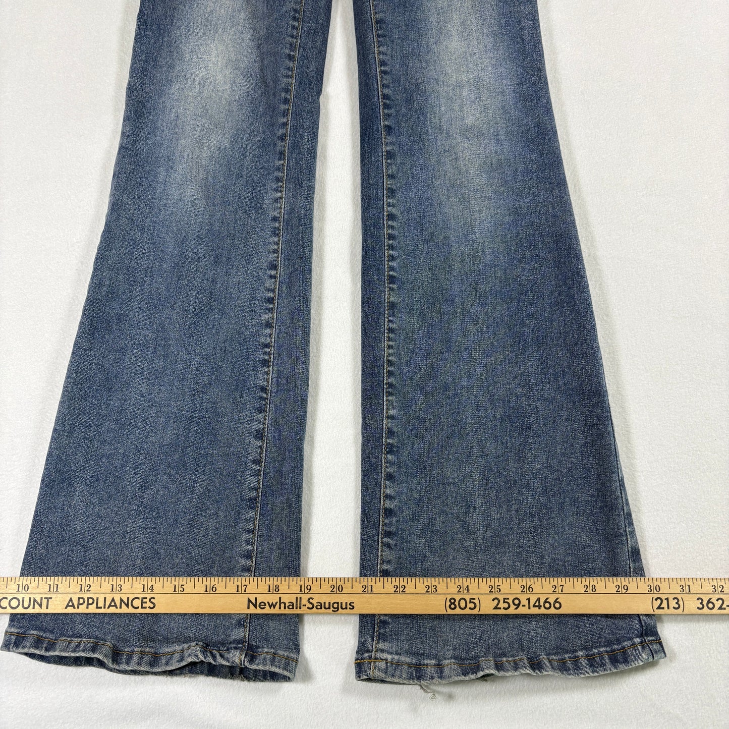 Shein Womens Jeans XS High Rise Flare Retro Y2K Dark Wash Button Fly