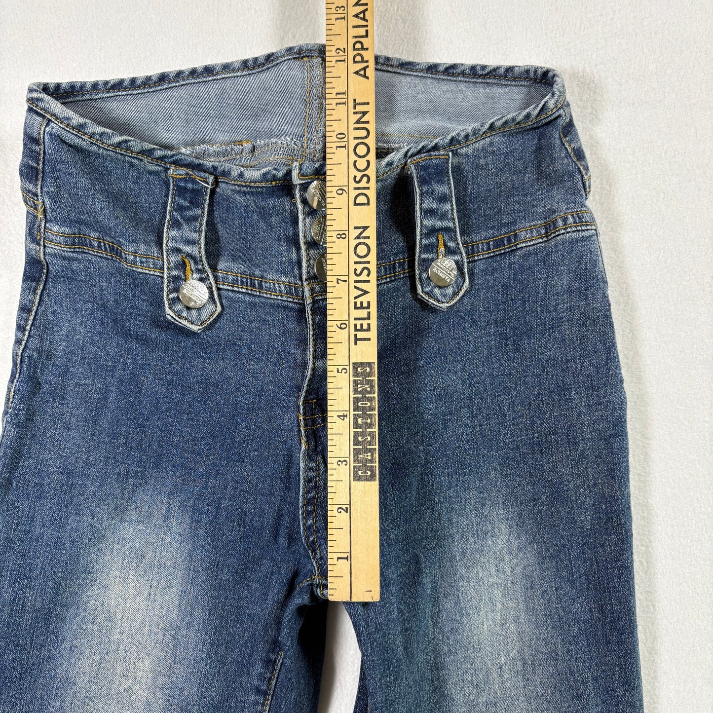 Shein Womens Jeans XS High Rise Flare Retro Y2K Dark Wash Button Fly