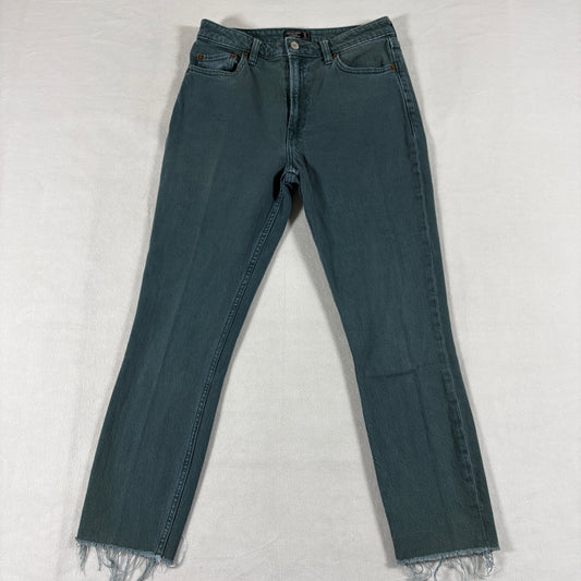 Abercrombie Simone High Rise Slim Jeans 27 Green Frayed Hem Womens