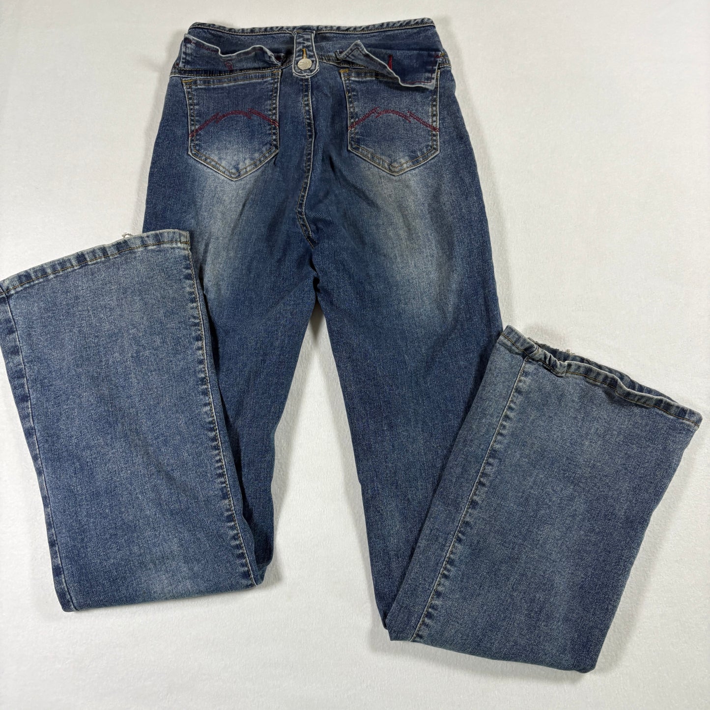 Shein Womens Jeans XS High Rise Flare Retro Y2K Dark Wash Button Fly