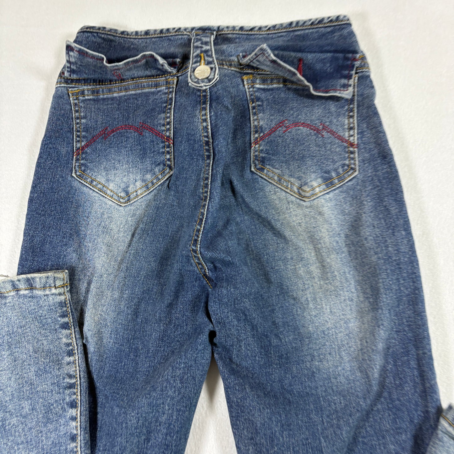 Shein Womens Jeans XS High Rise Flare Retro Y2K Dark Wash Button Fly