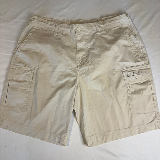 Hurley Men’s Cargo Shorts 38 Beige Cotton Utility Pockets Casual Outdoor Skate Surf