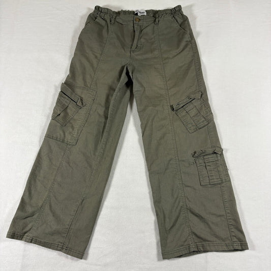 Discloure Cargo Pants Womens 13/31 Olive Green Wide Leg Stretch